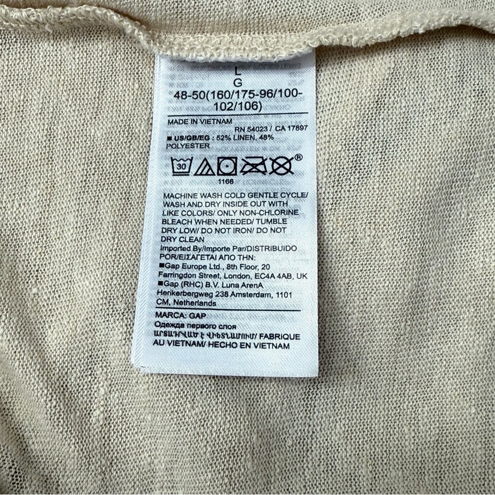 Gap Linen Tee Short Sleeve Pull-Over Button Front, Anchorage Cream and Metallic - Picture 4 of 7